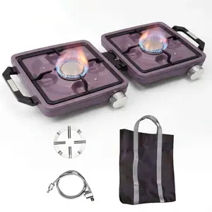 2-Burner Folding Camping Stove with Griddle 18000 BTU Portable Gas Stove Adjustable Burners Lightweight for Caer Foldimping Tailgating Outdoorfun Camping Cooking Accessories Dealsforyoudays Outdoor Spring Cooking Hiking and Picnic