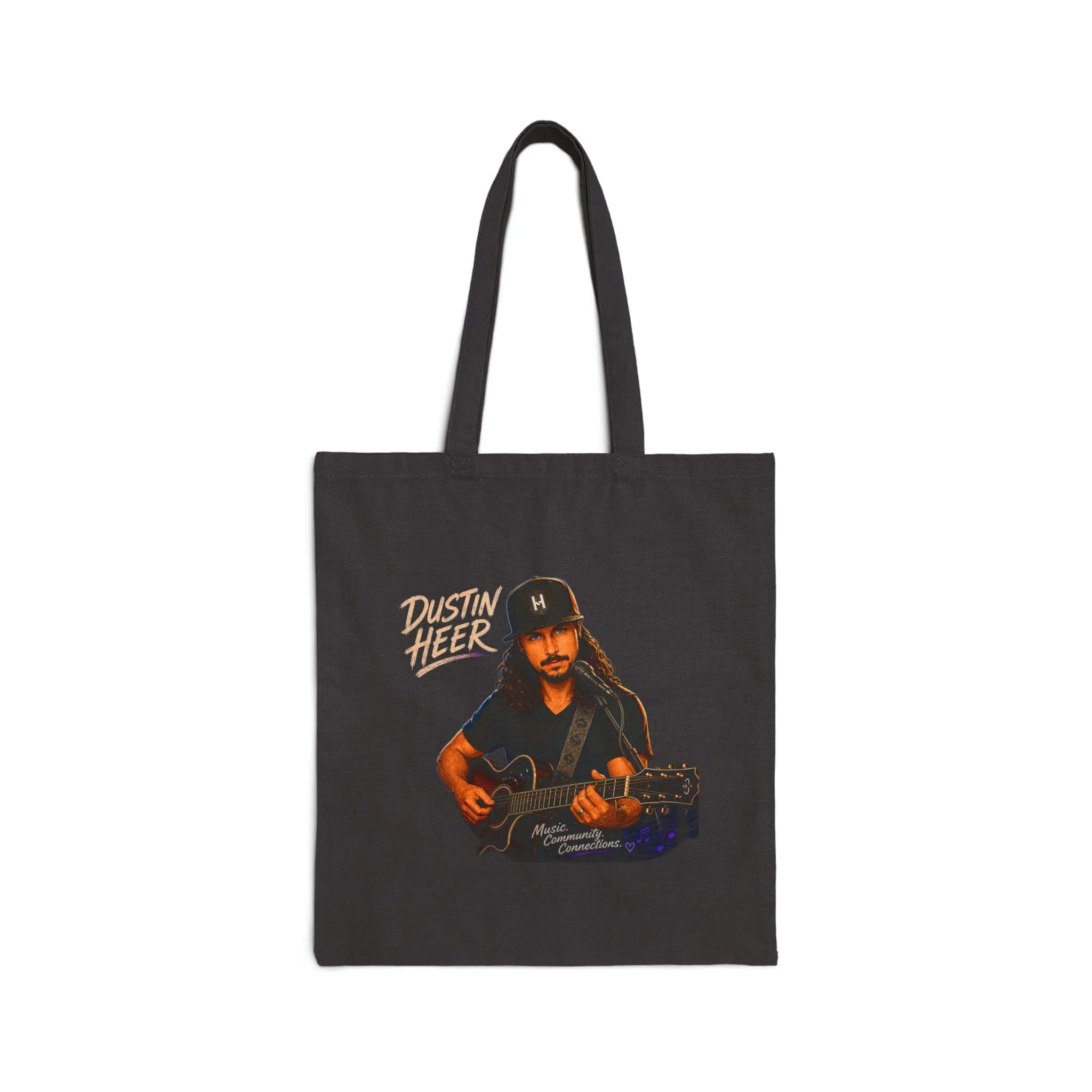 Dustin Heer Guitar Portrait Tote Bag | Musician Illustration Canvas Tote