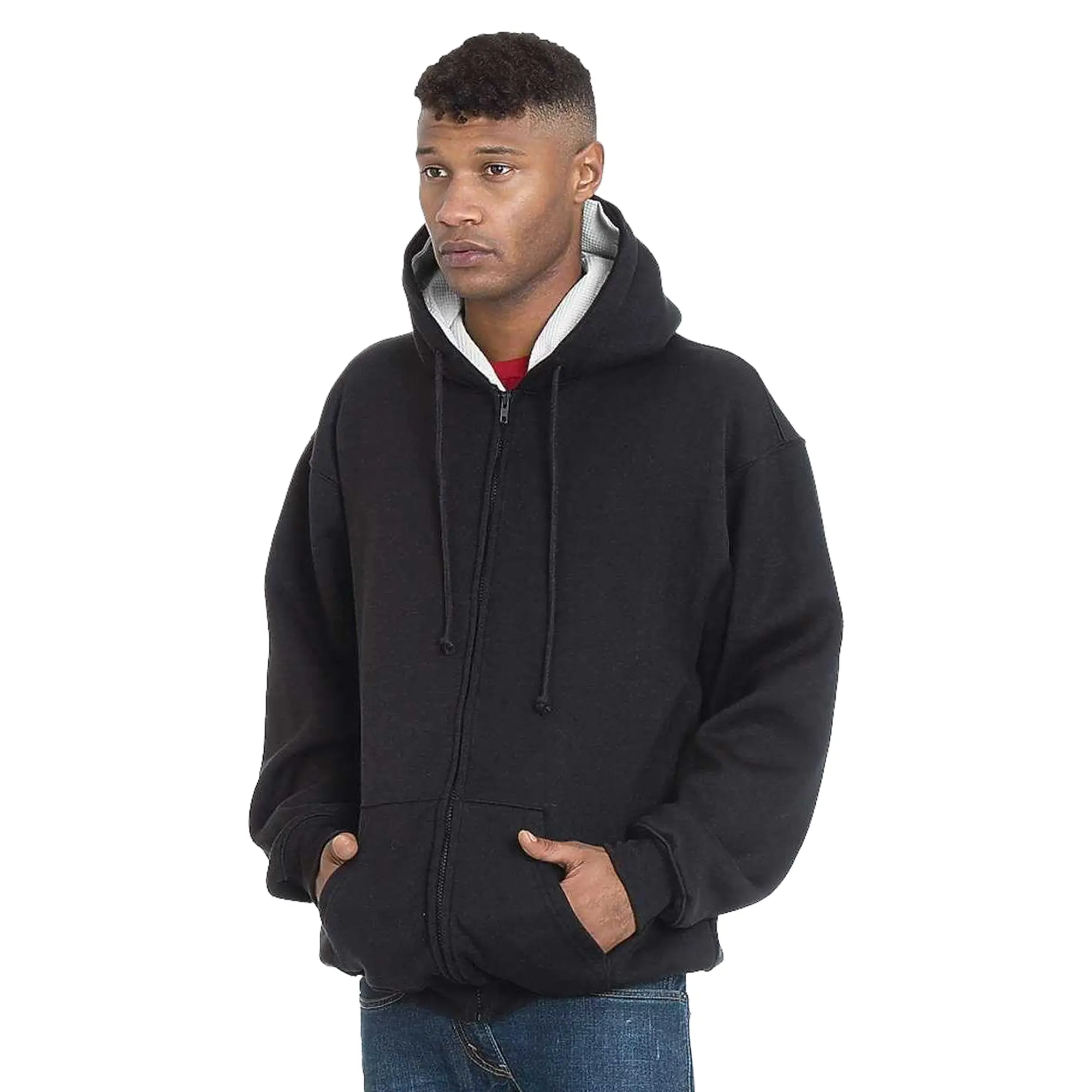 Bayside USA-Made Super Heavy Thermal Lined Full-Zip Hooded Sweatshirt