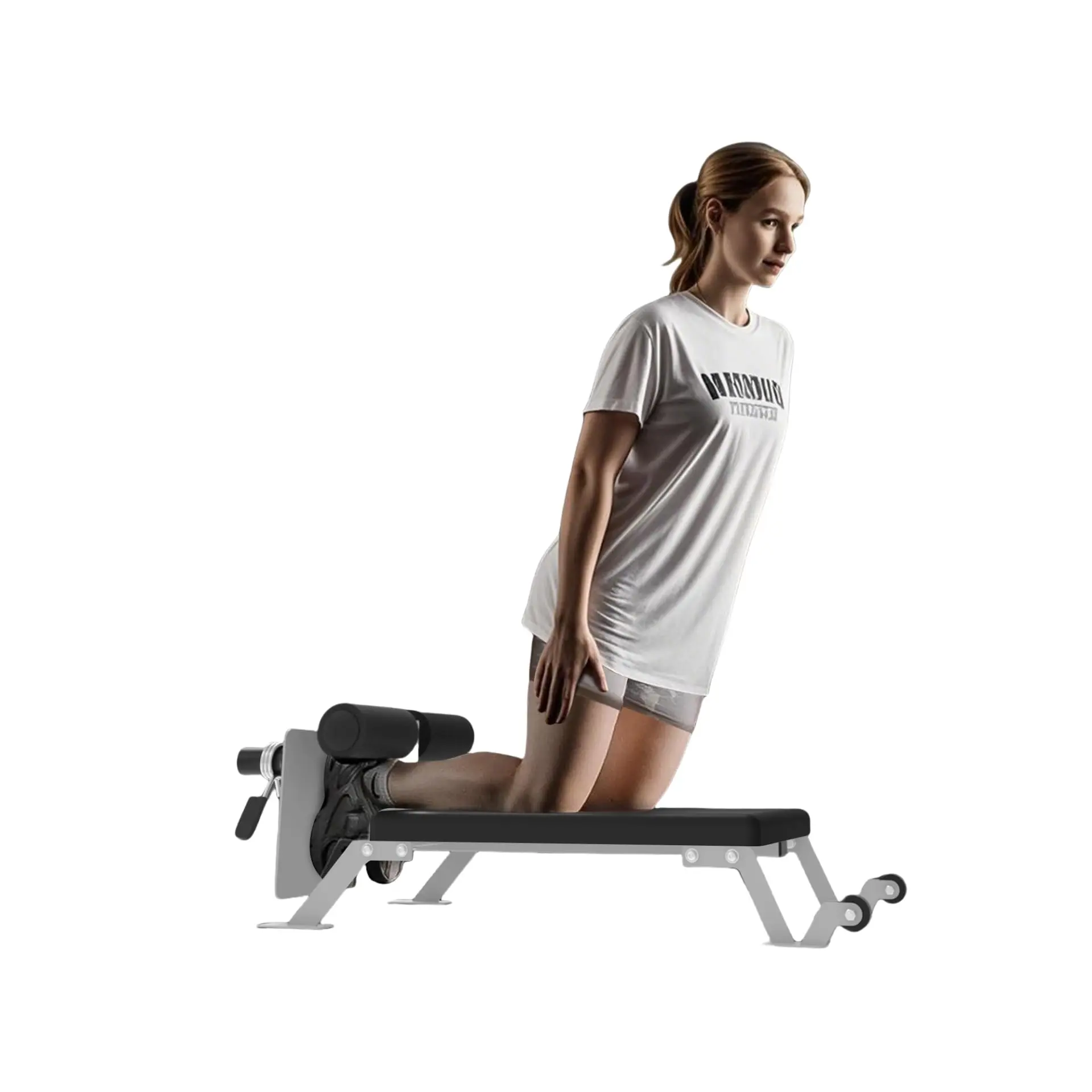 Garvee Nordic Curl Machine, Adjustable Curl Bench with Wheels, Nordic Bench for Home Gym, Black