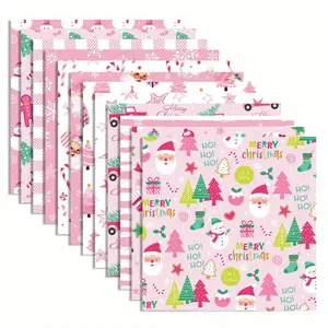 24 Sheets Christmas Scrapbook Paper Set, Pink Wrapping Paper with Snowflake Snowman Pattern, Double-Sided DIY Craft Paper for Gift Wrapping, Gift Box Packaging, Photo Album Decoration, Card Making, Origami, Envelopes, Party Supplies