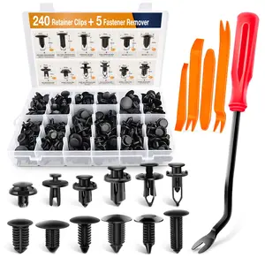 240/120/725 Pcs Car Clip Retainers + 5 Fastener Tools and Storage Case - Push Pin Trim Bumper Clips, Door Panel Pins, Automotive Interior Trim Repair Kit