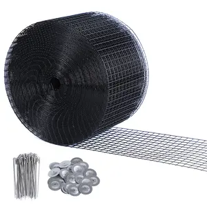 Solar Panel Bird Guard,6in x 100ft Critter Guard Roll Kit for Roof Protection Net Wire Screen,Rust-Proof Black PVC Coated Galvanized Net Pigeon Mesh with 60 Fastener Clips for Bird,Animal Control