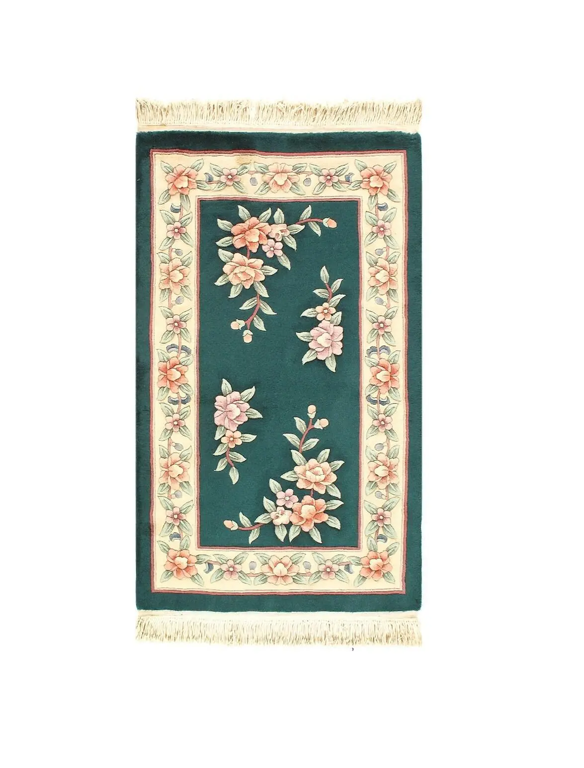 Canvello Genuine Handmade Rug Green Chinese Art Deco Area Rug for Living Room Home Decor Rug - 3' X 5'