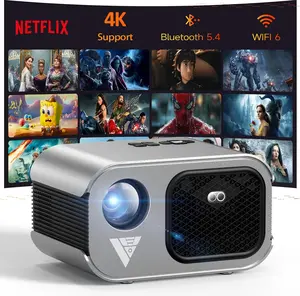 Mini Projector with WiFi and Bluetooth 4K Support, Native 1080P Portable Outdoor Smart Projector, Mirror Screen with Android/iOS/PC Compatible with PC/PS5/Phone/TV Stick (VF340)projector for bedroom