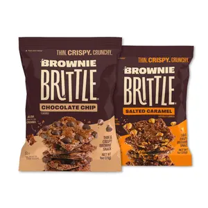 (A)Brownie Brittle Chocolate Chip & Salted Caramel Thin and Crispy Sweet Snacks, Pack of 20 1 oz Pieces, Gourmet Brownie Bites Dessert Treats