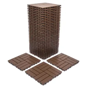 68-Pack 11.42"x11.42" Plastic Interlocking Deck Tiles - 61.60 Sq.Ft Outdoor Plastic Flooring Super Durable & Waterproof All-Weather Indoor/Outdoor Use Eco-Friendly Non-Toxic Material