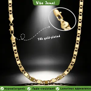 14K Gold Plated Figaro Chain Necklace – 6mm 8mm Chunky Layering Chain for Women Men Trendy Gift 20in 24in Anti-Tarnish