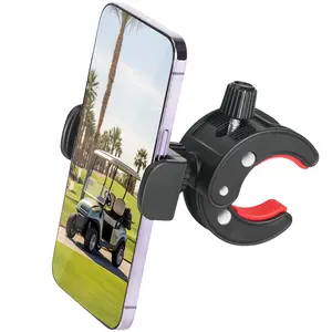 Golf Cart Phone Holder, 1 Count Adjustable Cell Phone Holder Mount for Golf Carts, Golf Clubs, Push Carts and Flag Poles, Adjustable Cellphone Holder, No-Shake Cell Phone Clamp