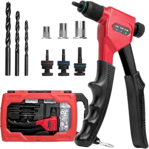 Rivet Nut Tool, 8" Rivet Nut  Kit Designed for Tight Space, Rivet Nut Setter with 3 count Mandrels (8-32, 10-24, 1/4-20), 75 count Rivnuts and 3 count Drills, Sturdy Case Packed