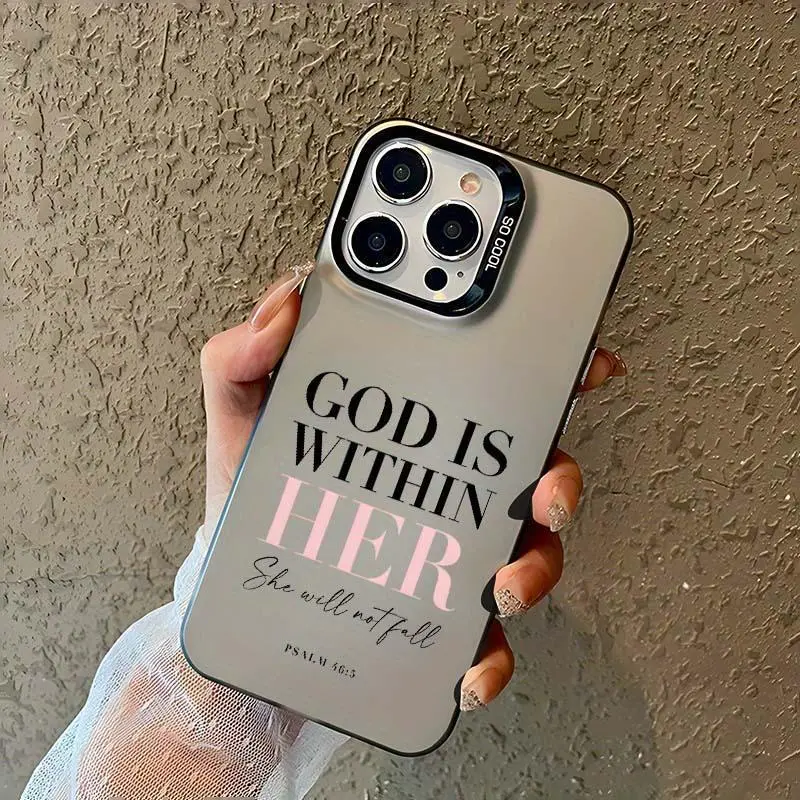 Christian Pink Bible Psalms Quotes Pattern Protective Smartphone Casing - Shockproof, Drop-Protection, Durable PC Cover for iPhone 13/12/11/14/15/16 Pro Max, XR, XS, SE, Plus Handheld Devices