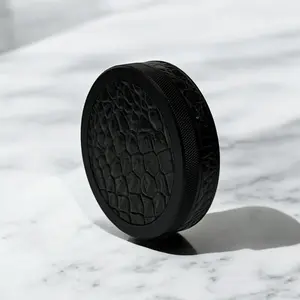 Black on Black Embossed Croc Ruk Can Slim | Premium EDC Storage Solution | 100% Genuine Leather on Top and Band | Airtight Seal for Freshness | Anodized Aluminum Tin Can