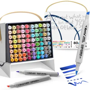 Arrtx Alcohol Markers OROS 80/90colors - Brush and Chisel Tips, Premium Alcohol Marker Set Permanent Art Markers for Artists Adults Coloring, Sketching, Illustration Fiber Pen Nibs