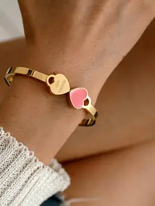 Stainless Steel Heart Charm Bracelet, Fashionable Jewelry for Women & Men, Trendy All-match & Exquisite Jewelry for Birthday Gift, Heart Shaped Bracelet