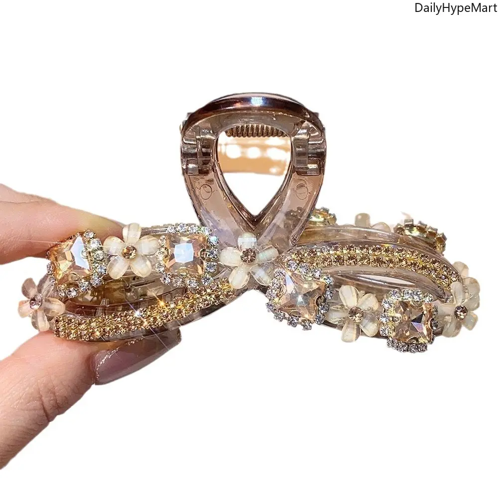 2026 Rhinestone Hair Claw, Minimalist Korean Style Shark Clip for Updos, Perfect for Claw Clip Hairstyles, Fashion Hair Accessory, Hair Clips