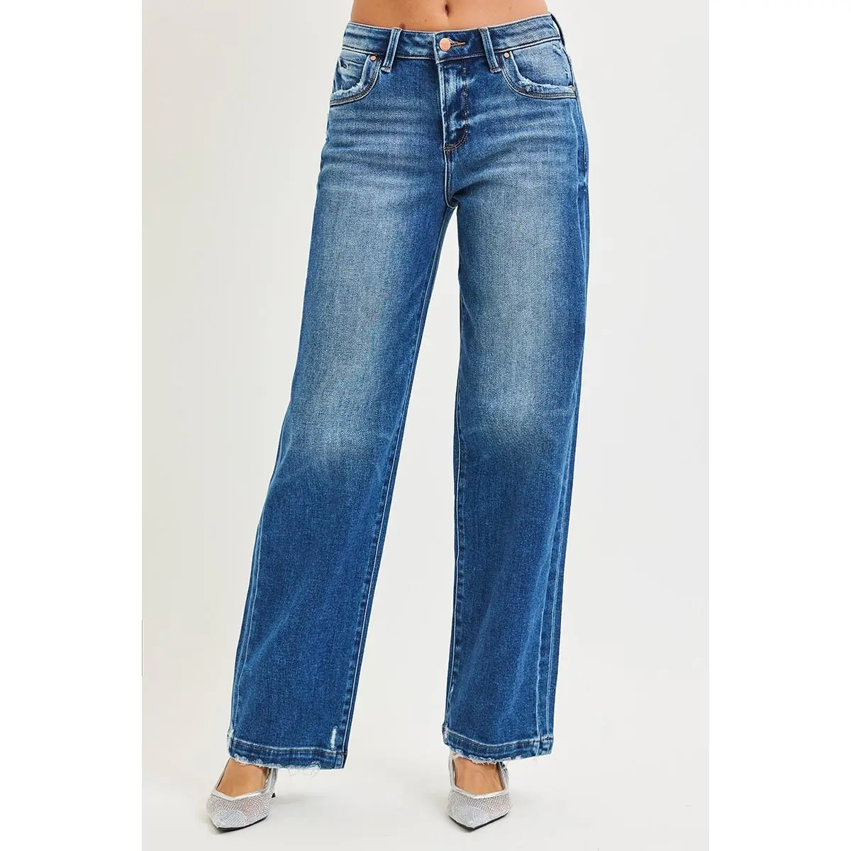 RISEN Full Size Slouchy Baggy Jeans Pocket Side Seam Detail Plus Size