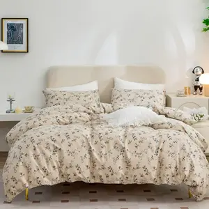 Floral Duvet Covers Queen, Soft Cotton 3 Pieces Bedding Set, Vintage Style Flower Pattern Duvet Cover Queen Floral, with Zipper Closure, Luxury Breathable Comfy