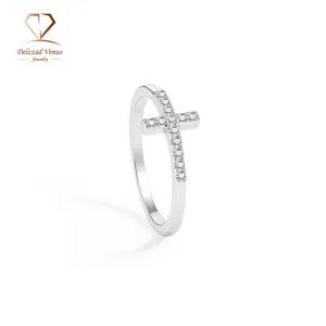 Delzzad 0.1ct Cross Ring Eternal Intersection Ring Band for Her Infinity Wedding Band Ring D Color VVS Synthetic Moissanite Ring Jewelry S925/Copper Band Wedding Band Engagement Ring Perfect Birthday Anniversary & Valentine's Day Mother's Day Gifts