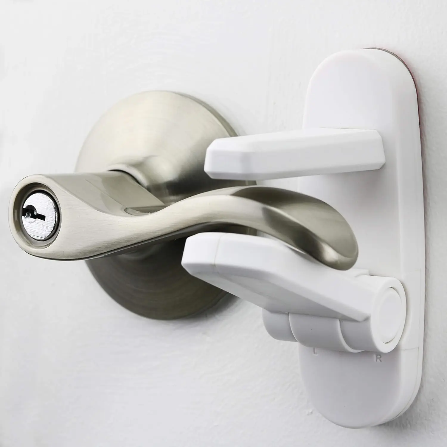 Dreambaby 2-Piece Baby-Proofing Door Lever Locks, Durable ABS Plastic, Dual-Button 1-Hand Operation for Adults, 3M Adhesive, Tool-Free Installation, Prevents Toddlers from Opening Doors, Safety Handle Baby Carrier Baby Carrier Maternity