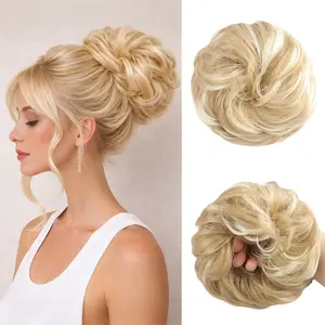 Messy Hair Bun Hair Scrunchies Extension Curly Wavy Fake Hair Bun Synthetic Chignon Hair Pieces for Women Daily Use