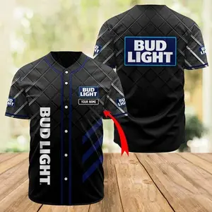 Personalized Black Bud Light Baseball Jersey Baseball Jersey Shirt Couple Jersey Gift For Him Gift For Her