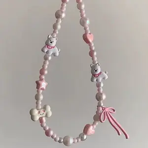 Cute West Highland Dog puppy Bowknot Phone Pendant Decor Chain For iPhone Samsung Jewelry Strap Gift Girl Universal Hanging Cord ccd camera pendant