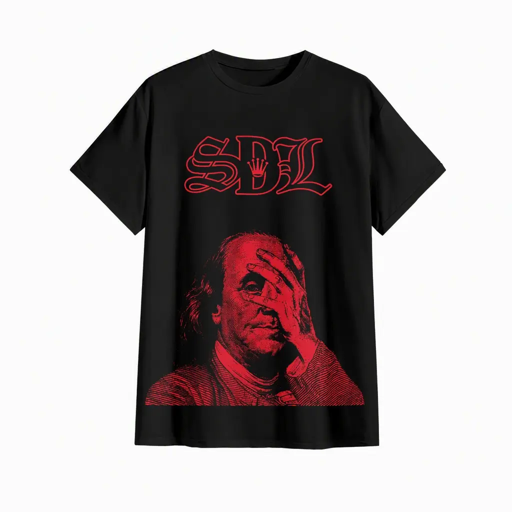 Benjamin SDL Red Heavyweight Cotton Graphic T Shirt Casual Daily Streetwear Top Ideal Gift For Men Boyfriend Birthday Holiday Everyday Outdoor Fashion Outfit