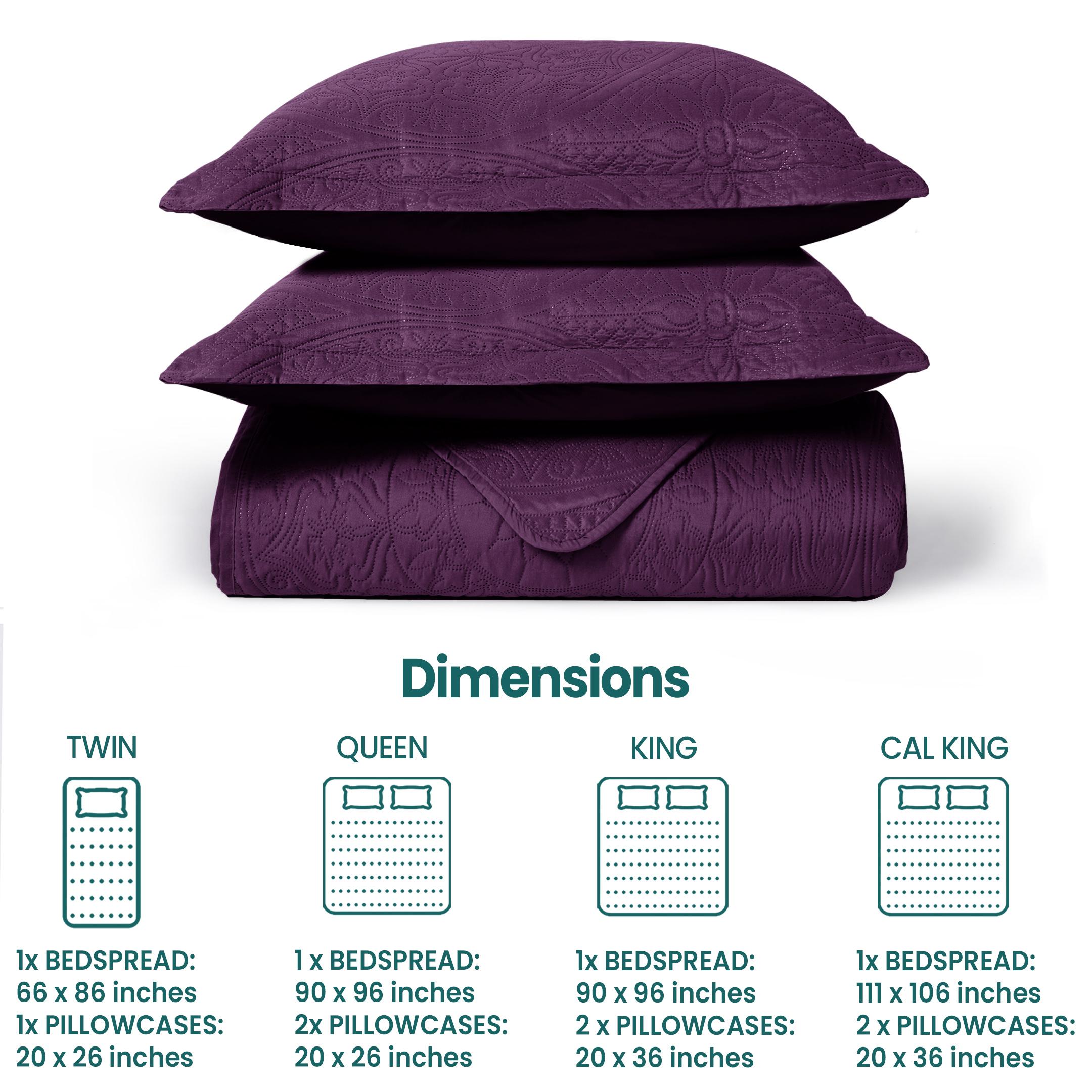 Lightweight Quilted Bedspreads Queen size Bed- 3 Piece Oversized Bedspreads Queen- Soft Bedding Set with 2 Matching Pillow Shams - Best For Gift