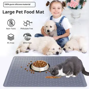 Non-Slip Waterproof Silicone Pet Feeding Mat - Easy to Clean Dog & Cat Food Tray - Ideal Feeding Supplies for Mess-Free Meals