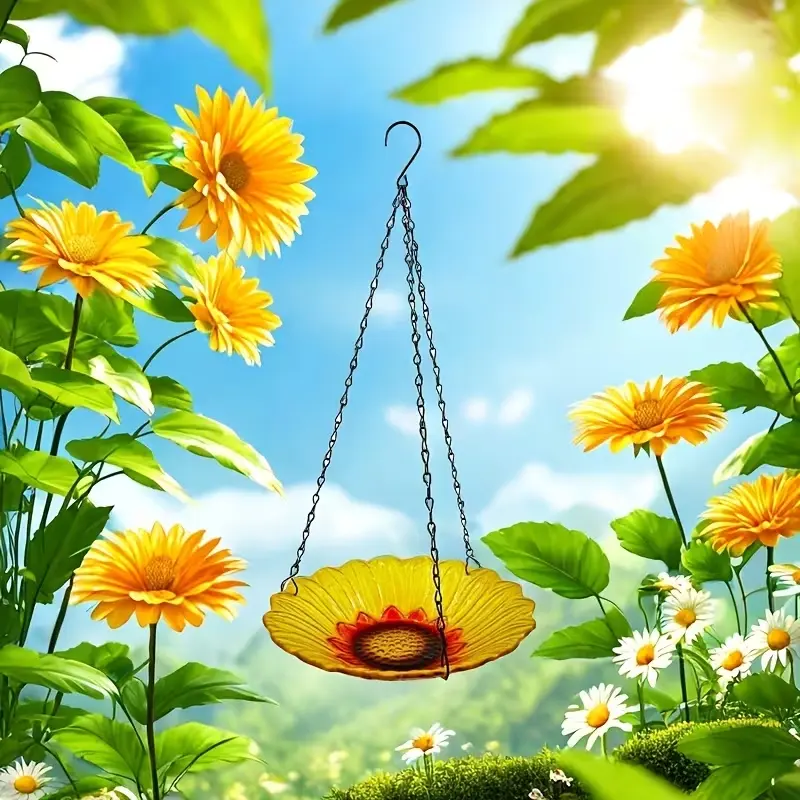 1PC Sunflower Bird Feeder, Suitable for Both Food and Water, Equipped with Durable Metal Chain, Ideal for Both Indoor and Outdoor Use