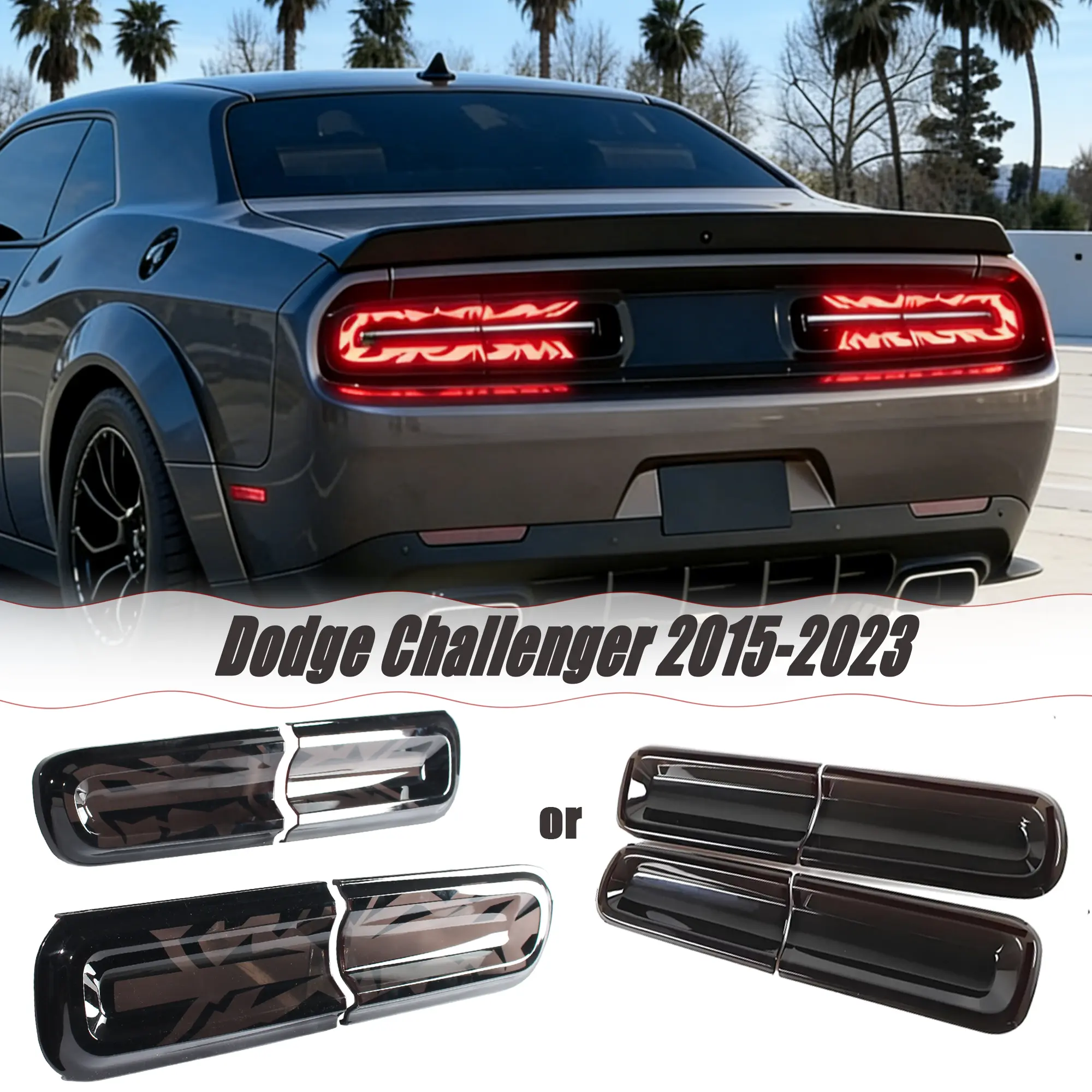 MUTUSAISI Tail Light Covers Guards For Dodge Challenger 2015-2023 Accessories, Rear Light Protective Cover Guards Trim Set