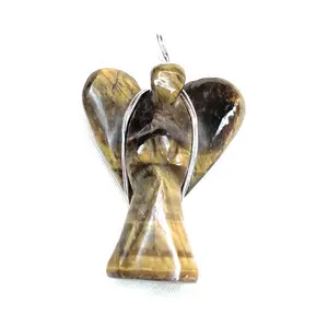 Wire Wrapped Tiger Eye Angel Pendant