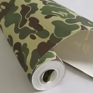 17.7x117 Inches Self Adhesive Vinyl Green Camouflage Contact Paper Wallpaper for Walls Cabinets Shelves Room Furniture Decal Removable