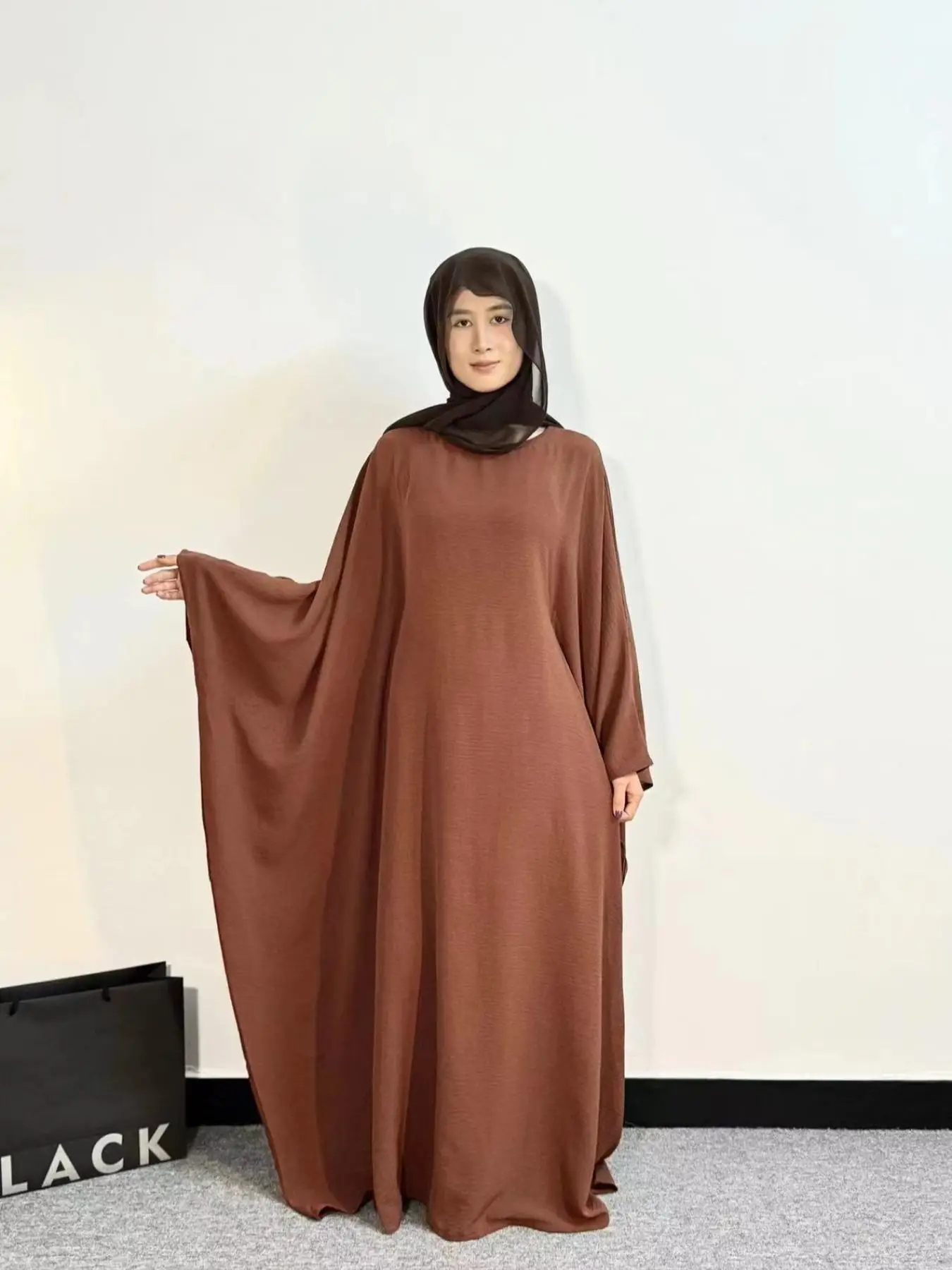 Arabic Clothing-Women's Solid Long Sleeve Round Neck Kaftan Without Hijab, Casual Maxi Dress for Daily Outdoor Wear, Women's Islamic Clothing for All