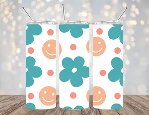 UVDTF 20 oz Cup Wrap Smiley Floral 2035