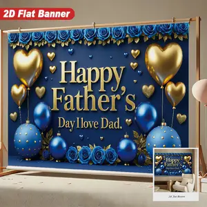 Father’s Day Blue Rose Backdrop Holiday Celebration Backdrop Dad Birthday Background Cloth Father Tapestry Wall Hanging Photography Background Polyester Fiber Home Office Garden Party Event Studio Decor Prop Wall Art