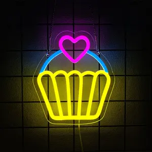 Cupcake Neon Sign Led Neon Lights for Wall Decor Usb Light Up Signs for Bakery Dessert Shop Resturant Bar Cafe Candyland Party Decorations