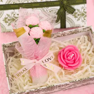 Mini Artificial Flower Bouquet in Bow Box, Perfect Gift for Mother's Day, Thanksgiving, Graduation, Soft Decorative Ornament