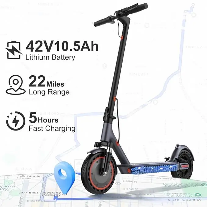 Dual-Motor-Power Scooter (500W/350W) – Speeds 22/19 MPH, Tire Choices 10"/8.5", with Double Suspension and Double Braking System