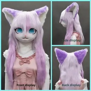 Cute Fursuit Kigurumi Headset Furry Animal Cosplay Costume Paws Kig Comiket Furries Rubbit Doll Cat Comiket Furries Doll Costume