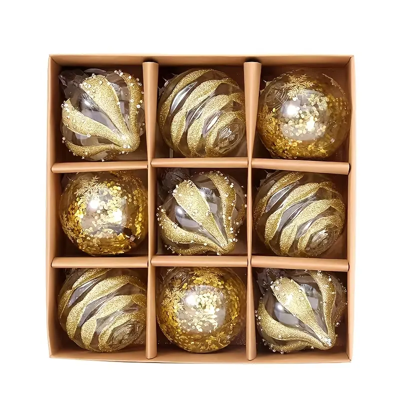 9-piece Christmas decoration balls, Christmas decoration pendants, party decoration items, Christmas gift box set, Christmas decoration supplies, scene decoration balls, festival gift balls, low-pollution window decorations, for Christmas Tree