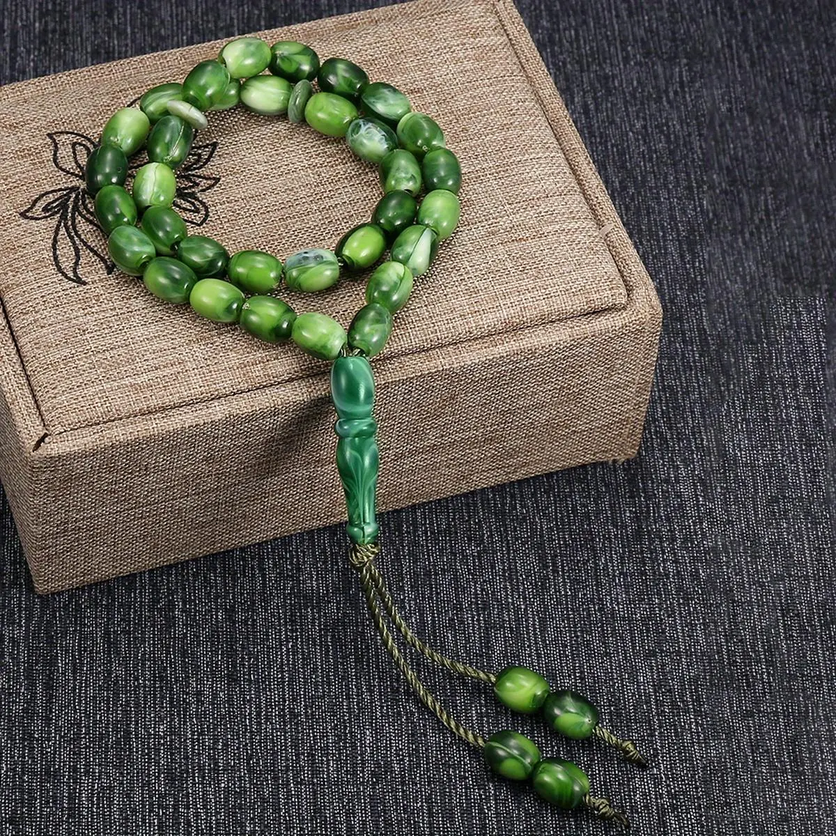 33 Acrylic Oval Short Beads Prayer Beads Buddhist Beads for Men Women Beige Green Daily Accessories