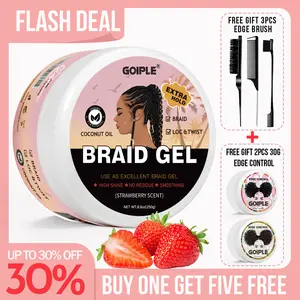 Goiple Braid Gel 8.8oz Extra Hold for Twist Locs and Braids Organic High Shine Long Lasting Edge Control for Frizz Free Haircare with Coconut Argan