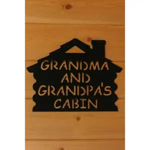 Rustic Metal Grandma & Grandpa's Cabin Sign - Industrial Decor
