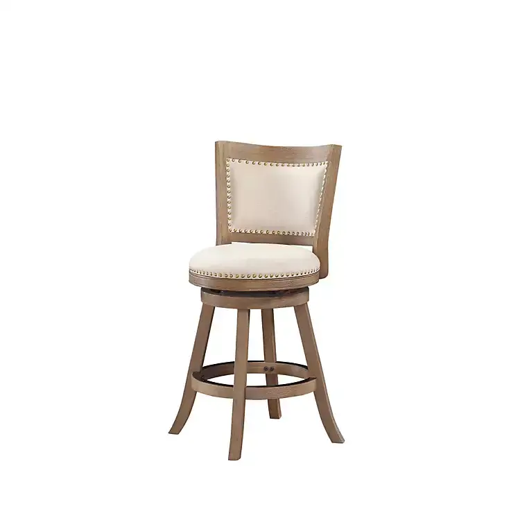 Linen and Driftwood Swivel Counter Stool