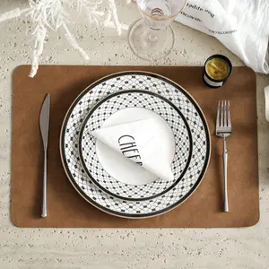 Geometric Pattern Ceramic Plate, 4 Counts/set Exquisite Western Plate, Household Dinner Plate, Tableware Set for Home Kitchen Dining Room