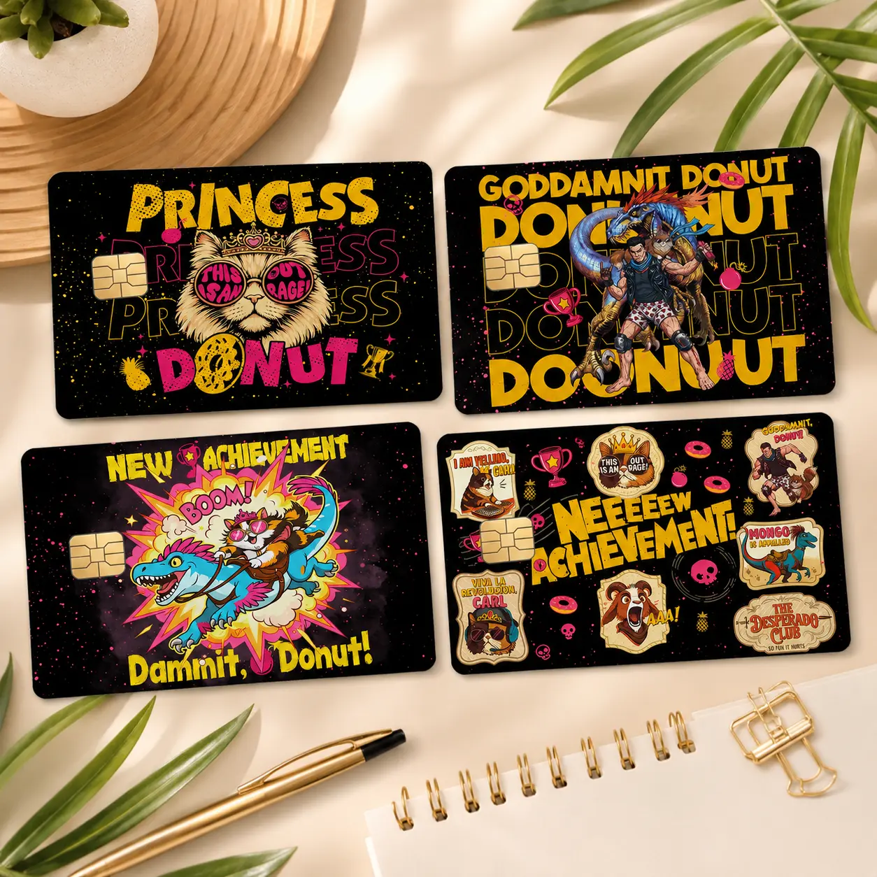 Dungeon Crawler Carl Card Skin Set, Princess Donut & Mongo Credit Card Skin, New Achievement Vinyl Card Cover, Bookish Gift