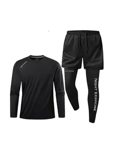 Men's All-Season Quick Dry Breathable Elastic Sports Set, 2-In-1 Pants  with Elastic Waist Built-In Phone Pocket and Night Reflective Running Strips , Breathable Comfort Quick-Dry Fabric for All Seasons, for Outdoor Gym Workouts, Workout Running Clothes