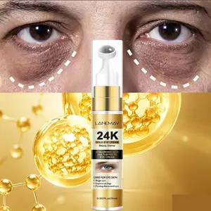 LANEMAY 24K Gold Eye Cream Under Eye Brightener 15ml | Niacinamide for brightening + Coffee extract for reducing puffiness + Vitamin E for nourishing | Firms the skin around the eyes, suitable for those who stay up late/mature skin