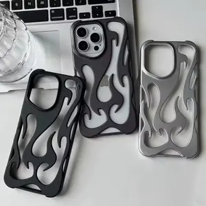 3D Hollowed Flame Phone Case For iPhone 17 16 15 series Electroplated Soft Back Cover capa
